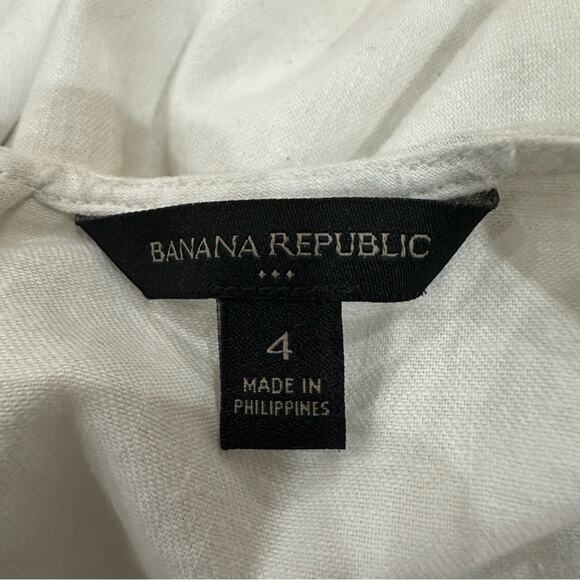 Banana Republic Off White Linen Cotton Belted Sleeveless Midi Dress Size 4 - Picture 10 of 13